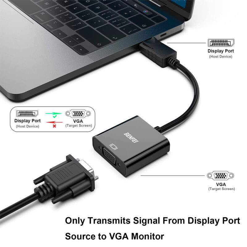 Adaptador DisplayPort para VGA Benfei Macho/Fêmea Preto