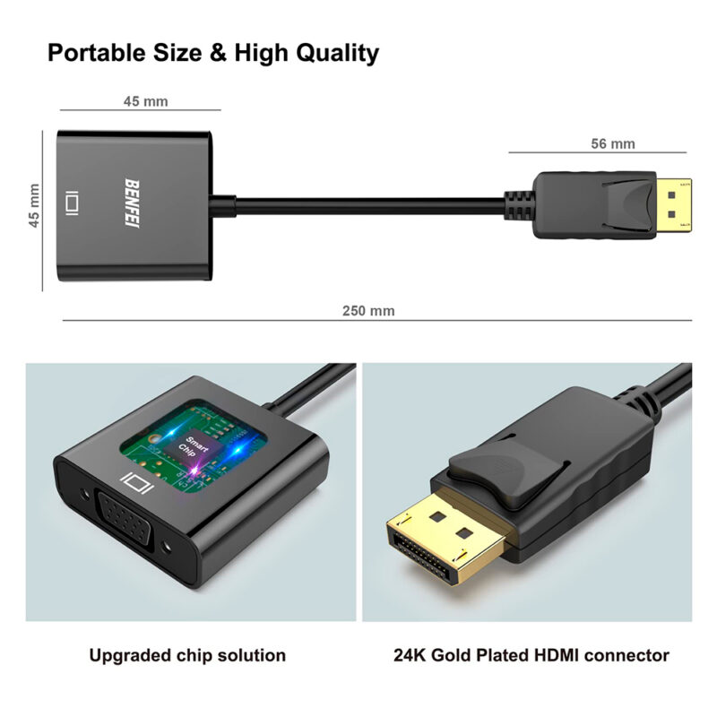 Adaptador DisplayPort para VGA Benfei Macho/Fêmea Preto