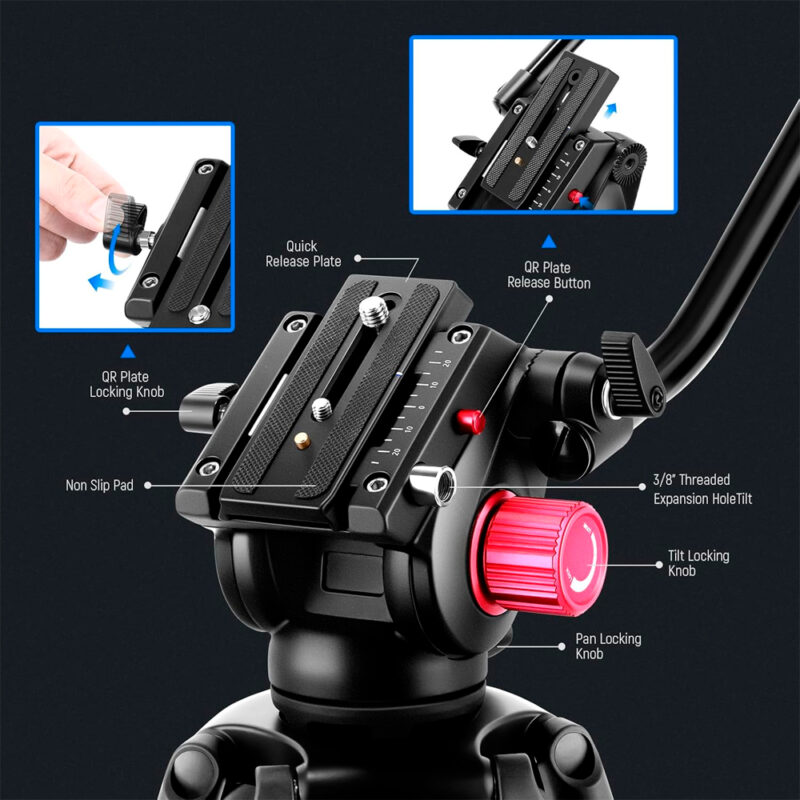 Tripé Profissional Neewer Heavy Duty Foto Vídeo Preto