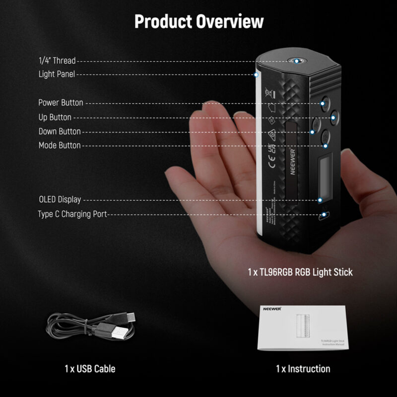 Mini Bastão de Luz Rgb Neewer TL96 Magnético Portátil