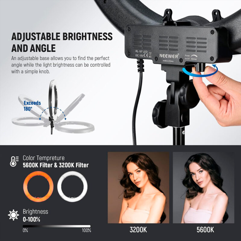 Anel de Luz Led Neewer para Foto Vídeo Smartphone Preto