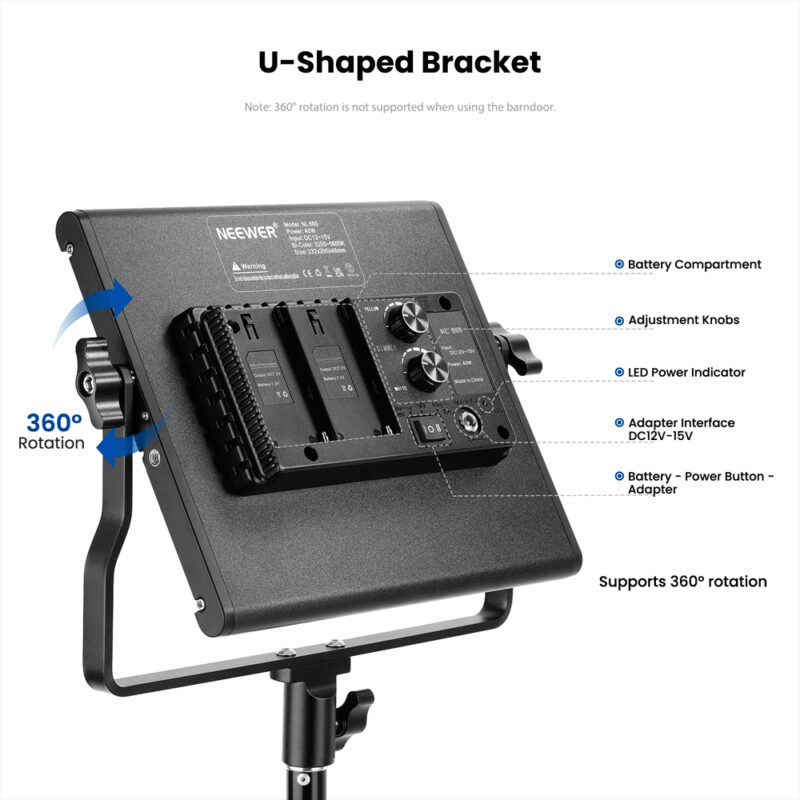 Kit de Iluminação Vídeo Neewer 2x Painel de Luz Led 660 Bicolor 3200K-5600K Preto