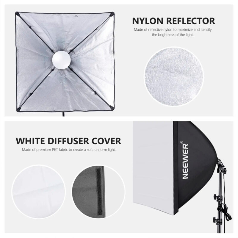 Kit Iluminação Softbox Neewer p/Estúdio Fotografia Preto
