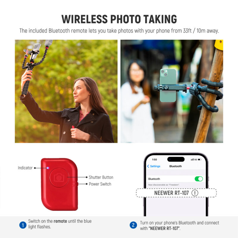 Tripé Flexível Neewer T91 1/4" p/Câmera Smartphone Preto