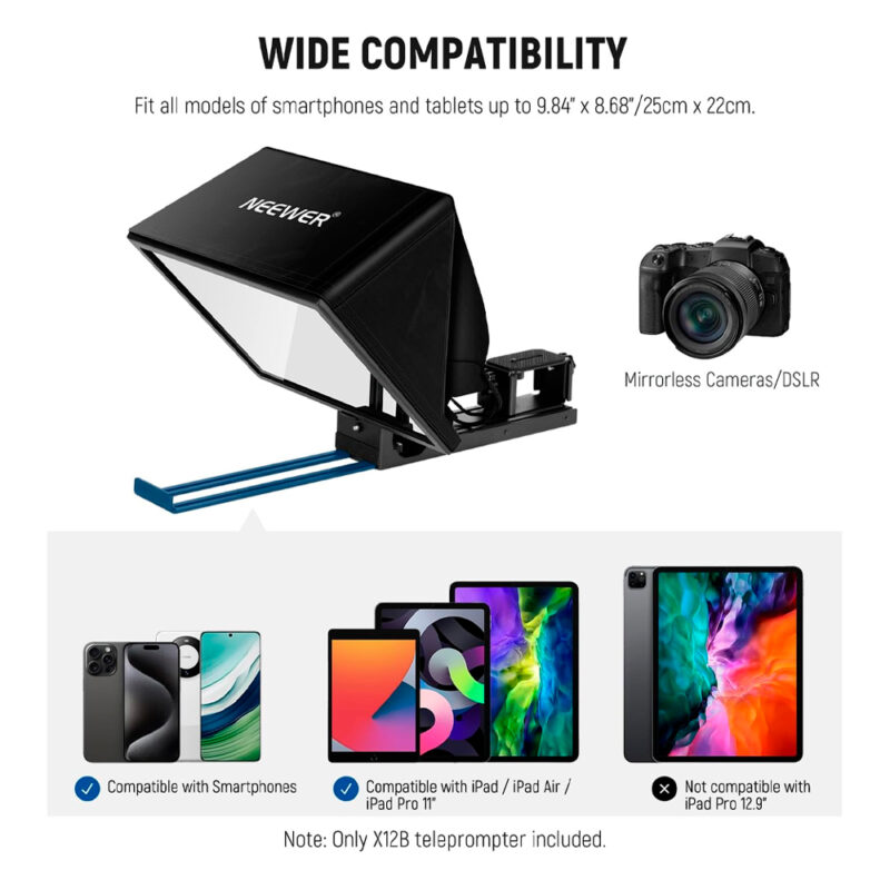 Teleprompter Neewer X12B para Câmera e Vídeo ao Vivo Preto