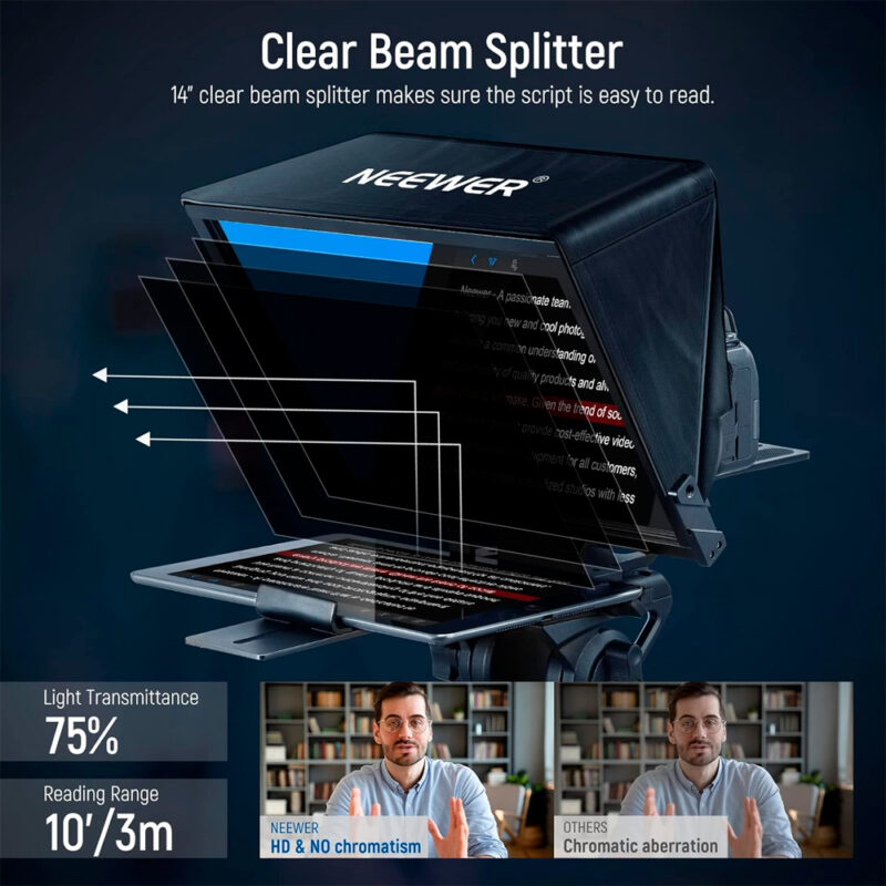 Teleprompter Dobrável Neewer X14 Pro Portátil Preto