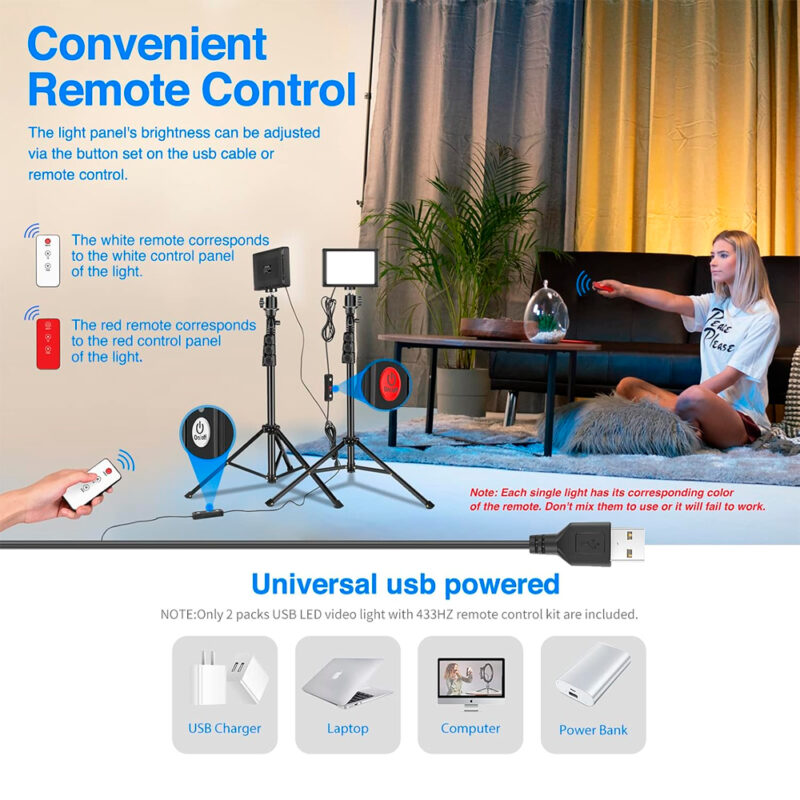 Kit Duplo Luz de Vídeo Foto Neewer Usb Led 5600K Preto