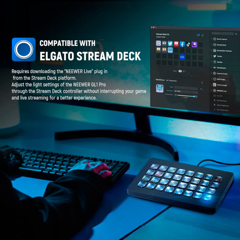 Luz de Painel Mesa Neewer Gl1 Pro para Jogo Gamer Preto