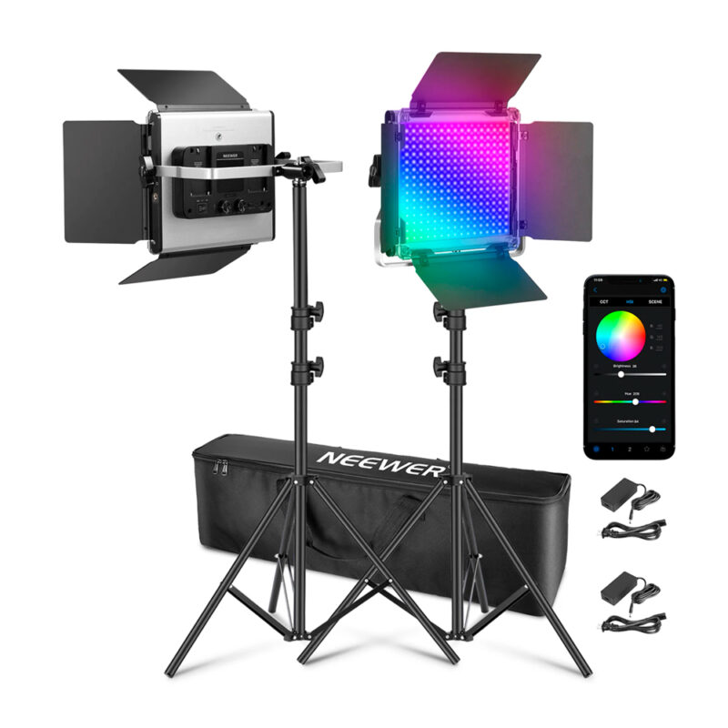Kit Luz de Vídeo Neewer 2x Led 660 + Suporte + Bag Preto
