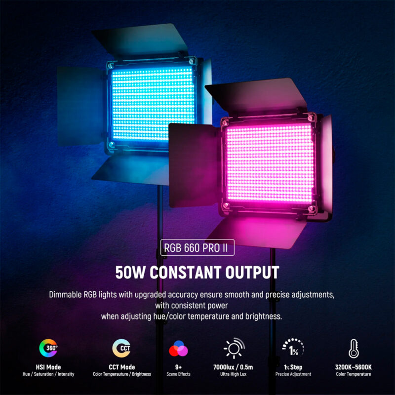 Kit Luz de Vídeo Neewer 2x Led 660 + Suporte + Bag Preto