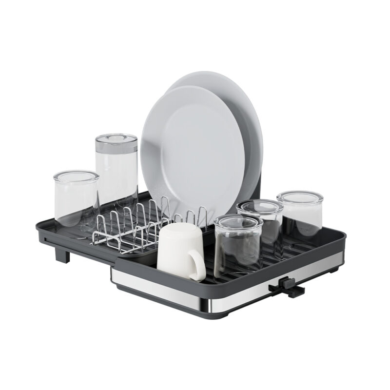 Escorredor de Louças Extensível Homfel em Aço Inox 430 e Plástico PP