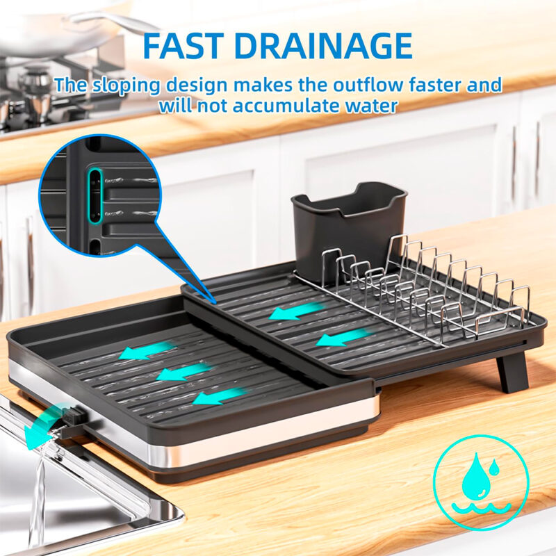 Escorredor de Louças Extensível Homfel em Aço Inox 430 e Plástico PP
