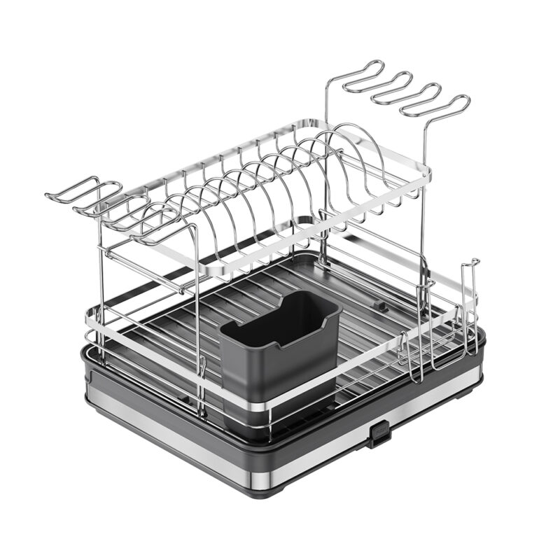 Homfel Escorredor Louça Pratos 2Camadas p/Cozinha Preto