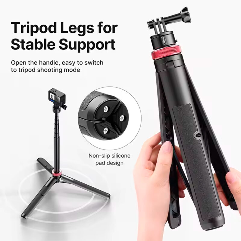 Tripé Selfie Ulanzi Go-Quick II 1.4m p/Câmera Ação Preto