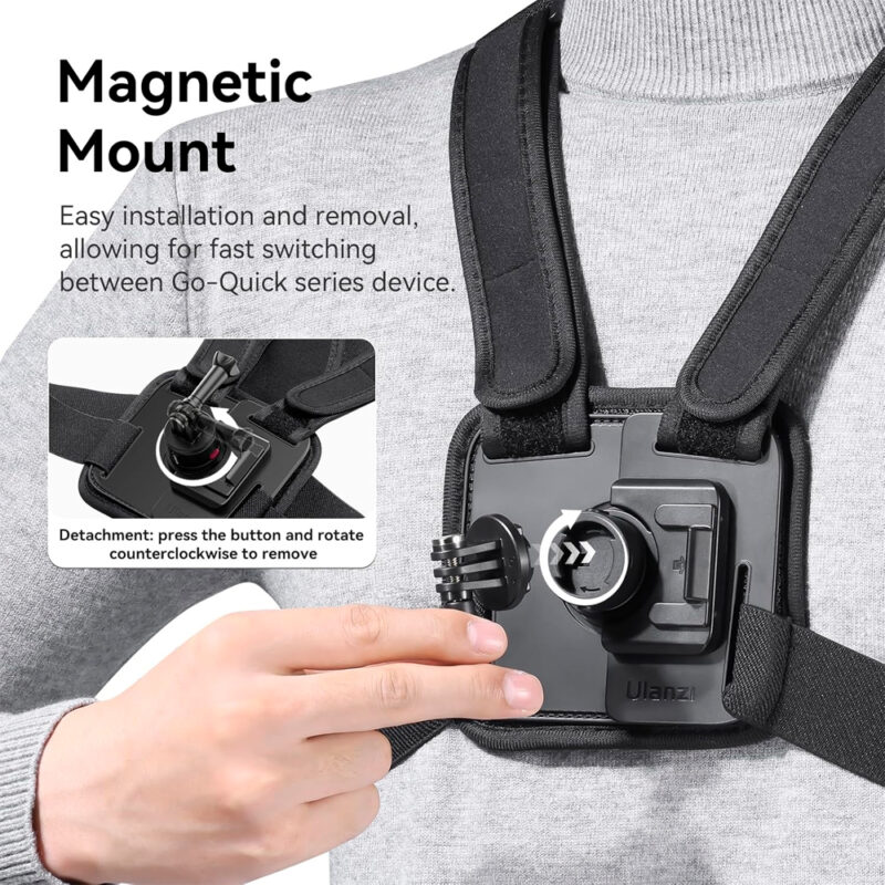 Suporte Arnês de Peito Ulanzi p/ GoPro e Celular, Montagem Magnética