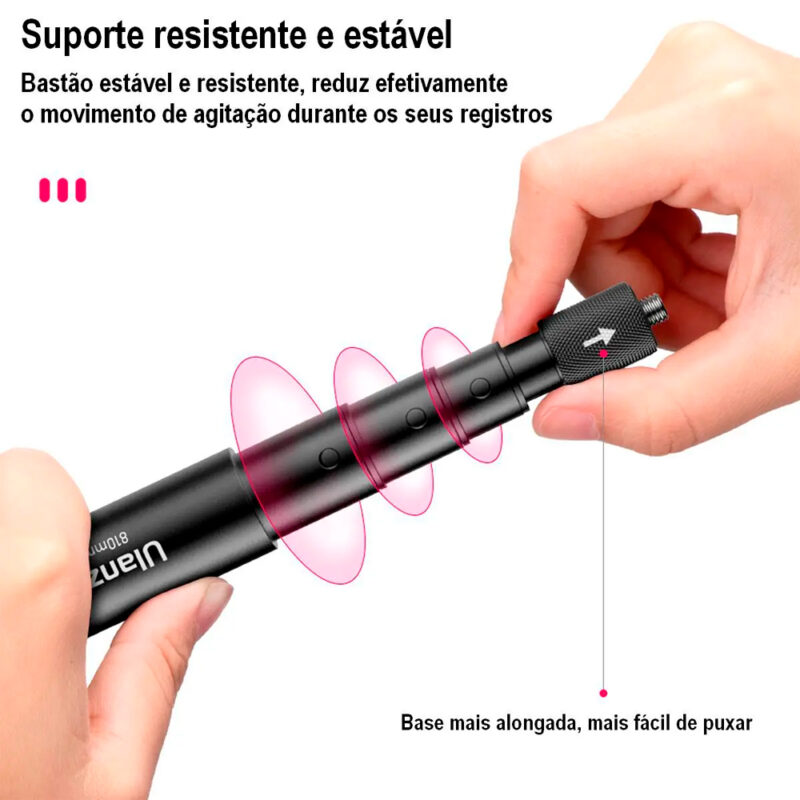Bastão de Selfie Ulanzi 120cm, Extensível e Ultraleve, Compatível com GoPro