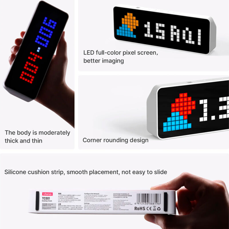 Relógio Pixel LED Inteligente TC001, Exibição de Seguidores em Tempo Real