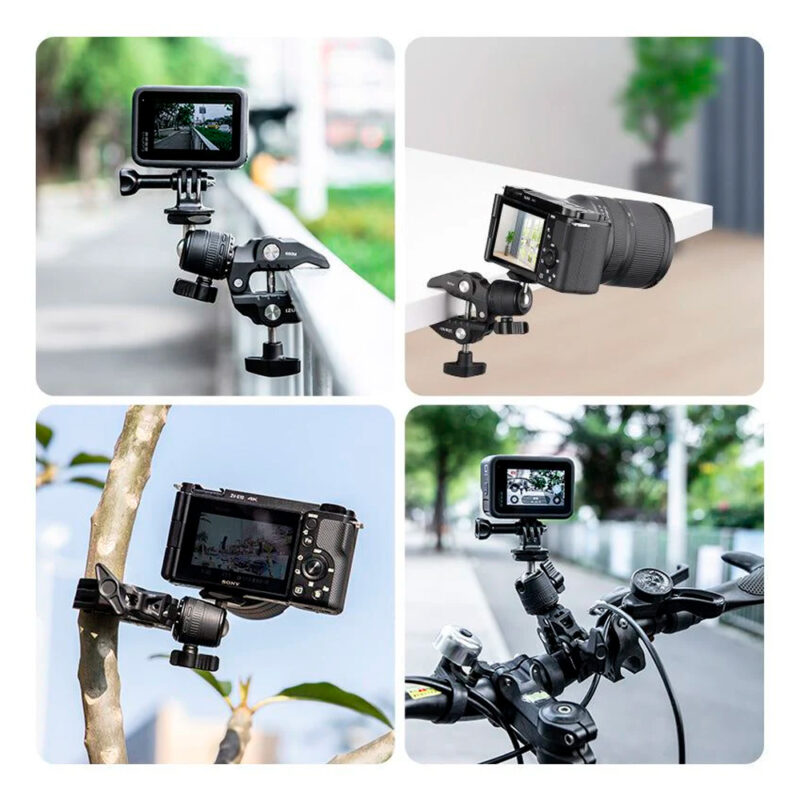 Suporte Braçadeira Ulanzi, Parafuso 1/4", Cabeça Esférica 360°