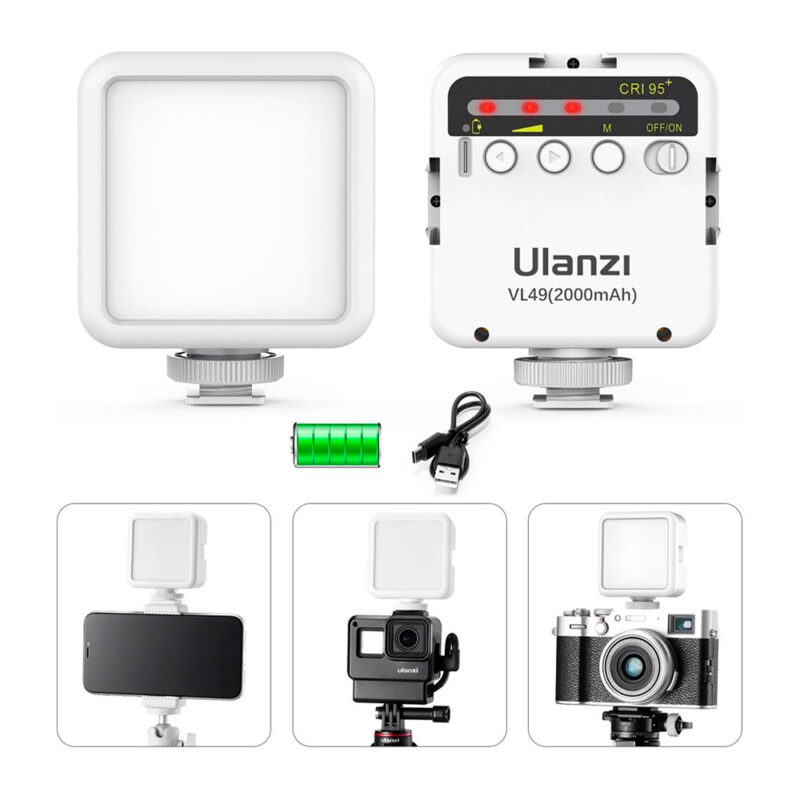 Mini Luz de Vídeo Foto Ulanzi VL49 Recarregável Branco