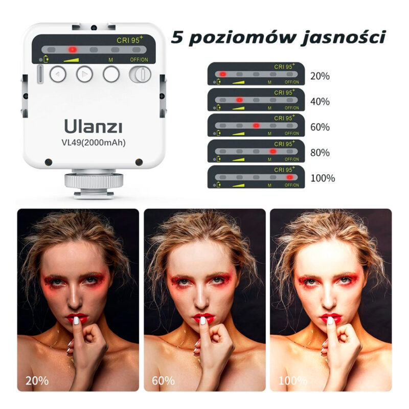 Mini Luz de Vídeo Foto Ulanzi VL49 Recarregável Branco