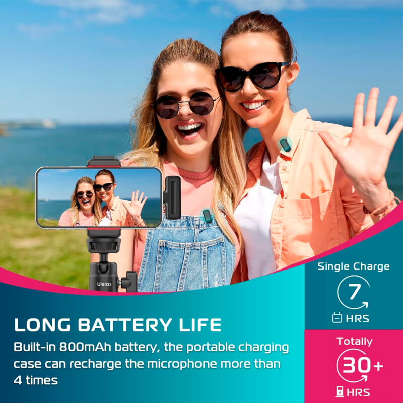Microfone Sem Fio Ulanzi J12, Lapela USB-C para Android Preto