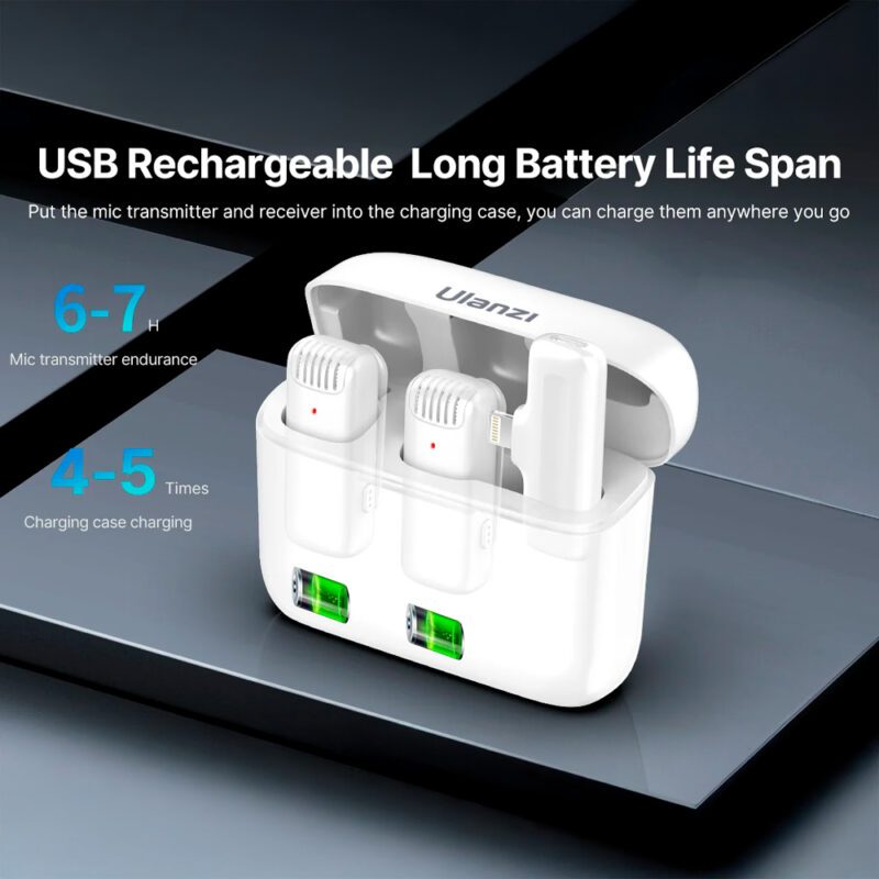 Microfone Sem Fio Ulanzi J12, Lapela USB-C para Android Branco