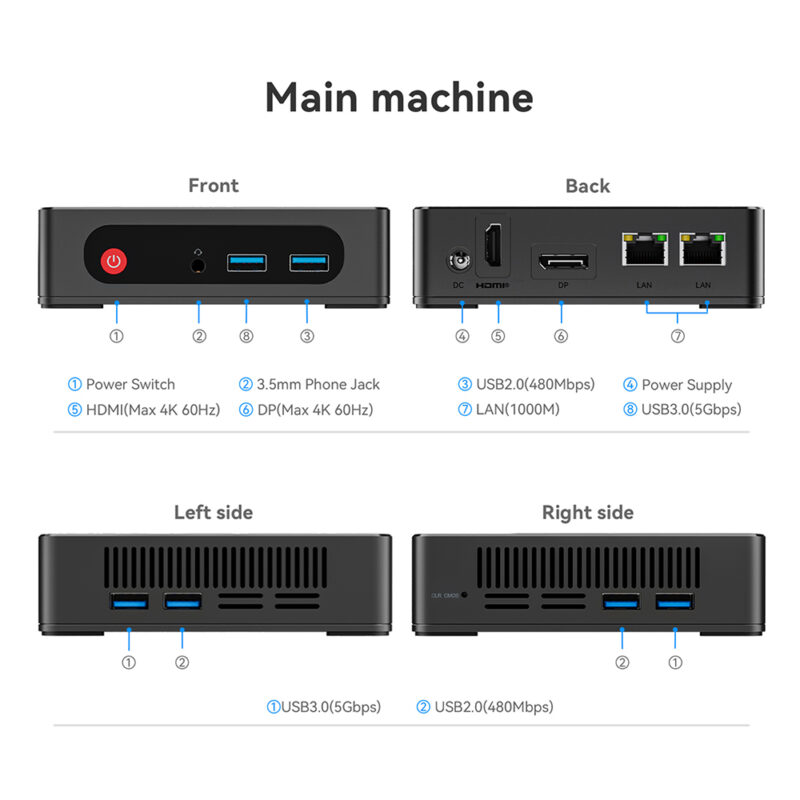 Mini Pc Beelink IPC-G 8gb RAM 128gb Ssd N4020, Design Compacto e Leve
