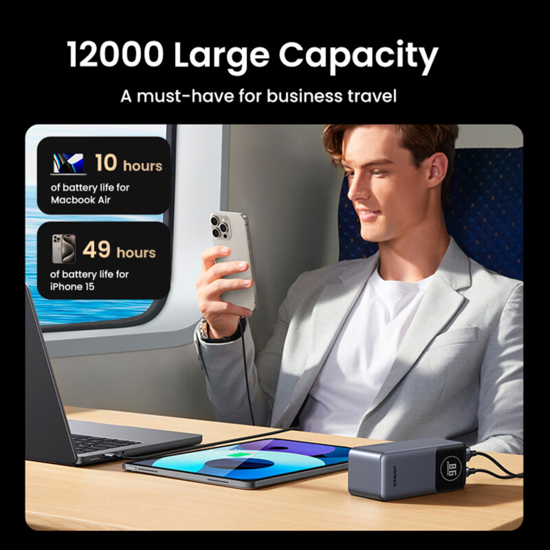 Power Bank Ugreen 12000mAh 100W – Bateria Portátil de Carregamento Rápido