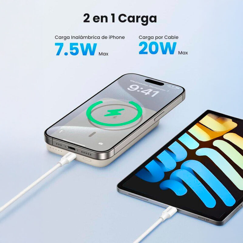 Power Bank Magnética Ugreen 10000mAh – Bateria Portátil com Carregamento Rápido