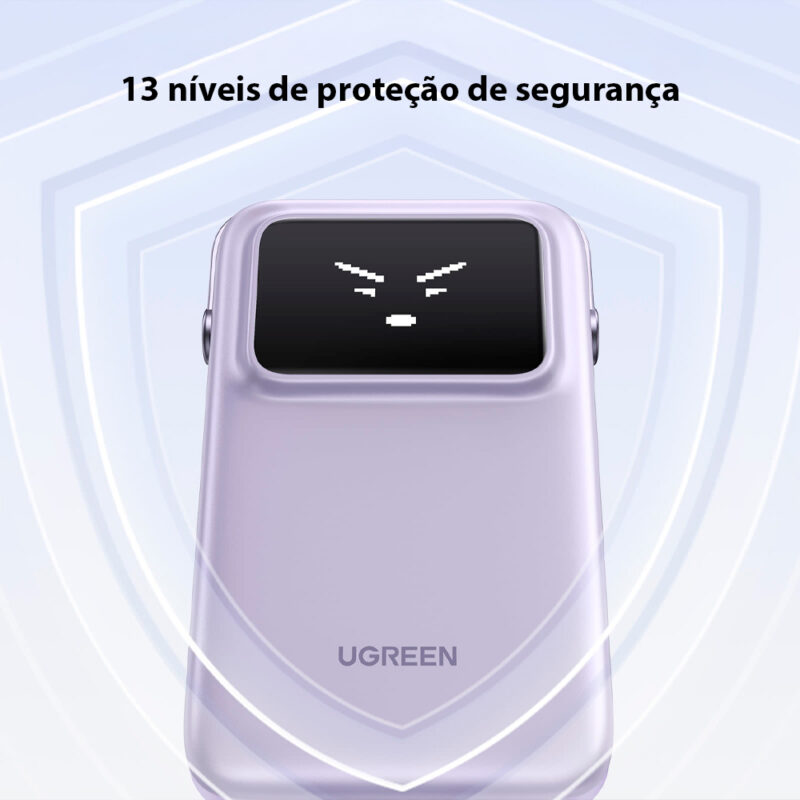 Power Bank Ugreen 10000mAh Usb C 30W Purpura, Bateria Portátil de Carregamento Rápido