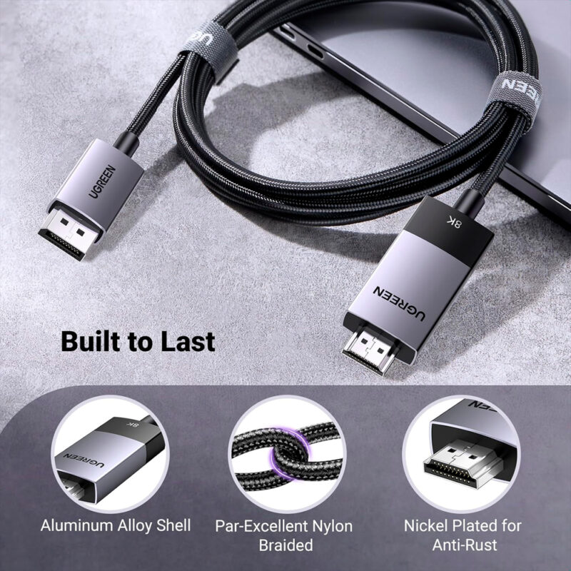 Cabo Hdmi p/DisplayPorts Ugreen 8k60Hz 2 Metros Preto