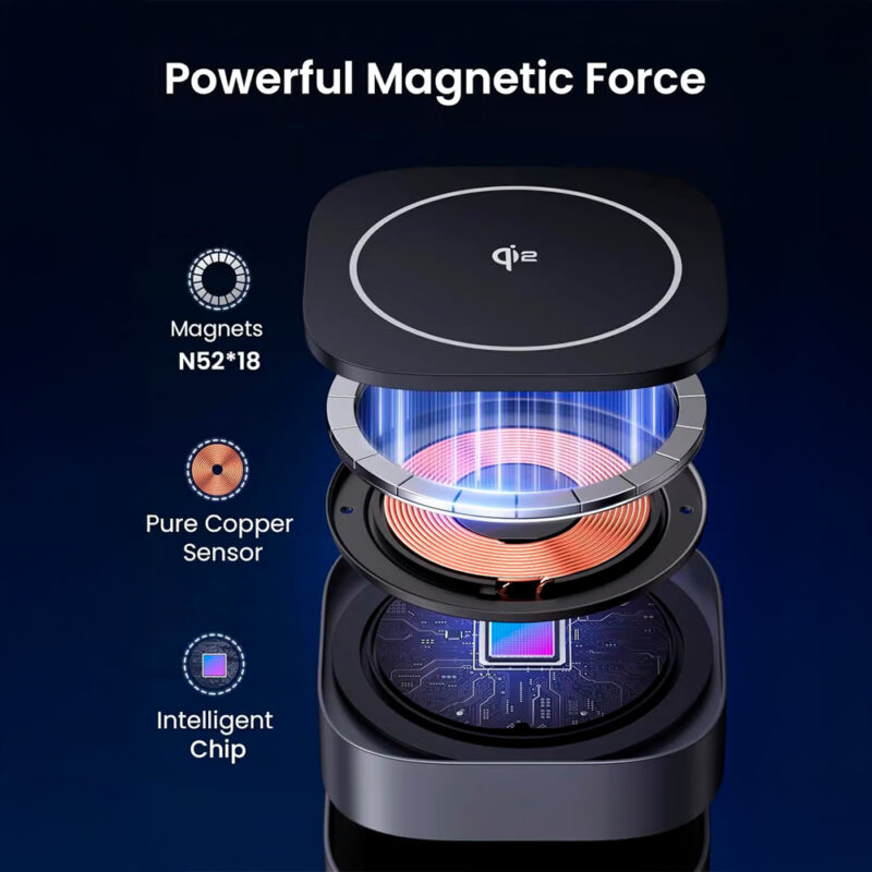 Carregador Sem Fio 2 em 1 Ugreen Qi2 – Carregamento Rápido 15W