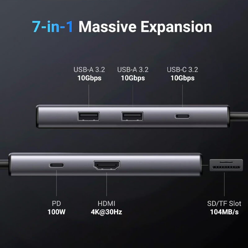 Hub Adaptador Ugreen 7 em 1 USB-C – Expansão com HDMI 4K