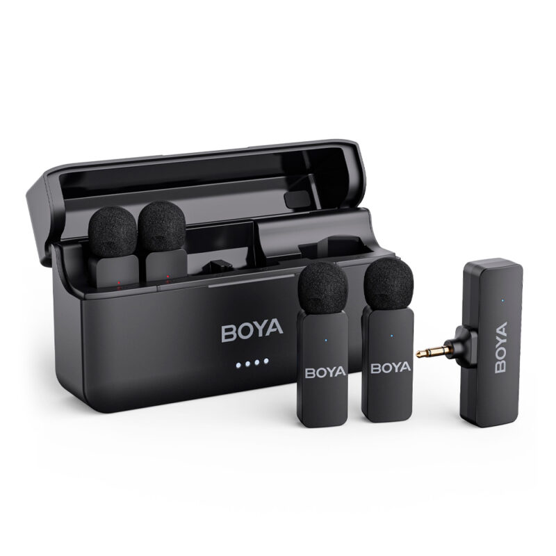 Microfone Sem Fio Boya BY-V4 Lapela 3.5mm p/ Câmera Preto