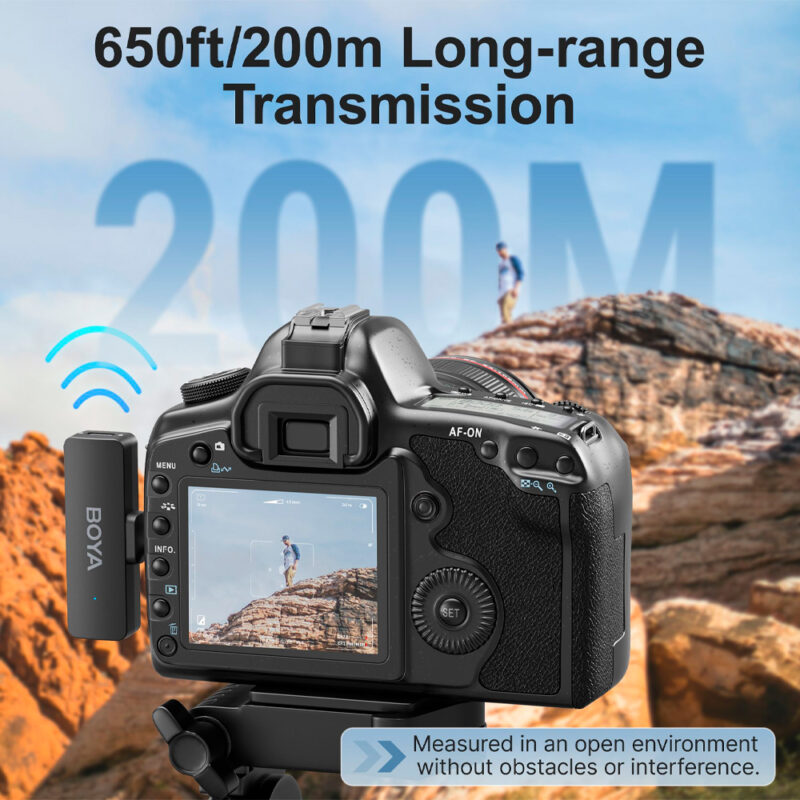 Microfone Sem Fio Boya BY-V4 Lapela 3.5mm p/ Câmera Preto