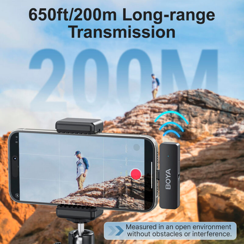 Microfone Sem Fio Boya BY-V4D Lightning Lapela p/ iOS, 4 Transmissores