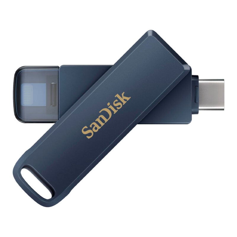 Pen Drive SanDisk 64GB USB-C/Lightning Azul, Transferência Rápida de até 90MB/s