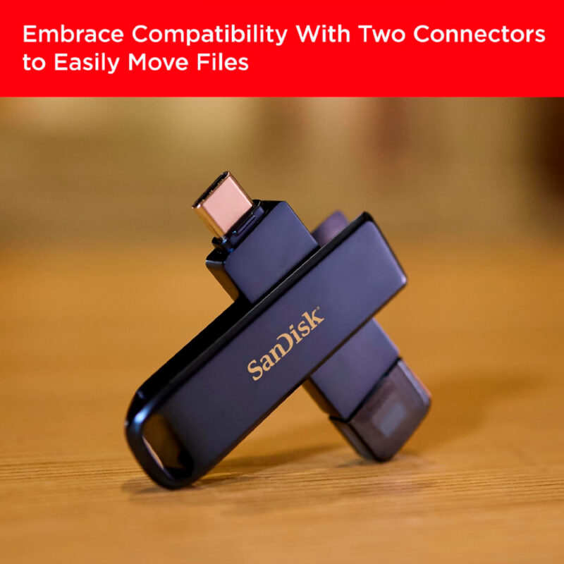 Pen Drive SanDisk 64GB USB-C/Lightning Azul, Transferência Rápida de até 90MB/s