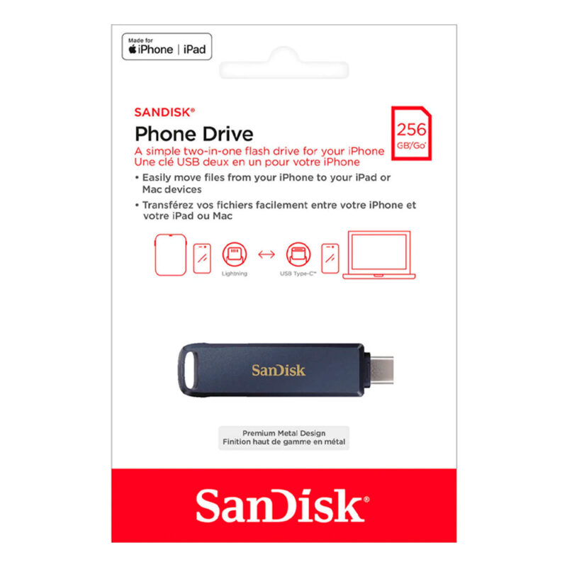 Pen Drive SanDisk 256GB USB-C/Lightning Azul