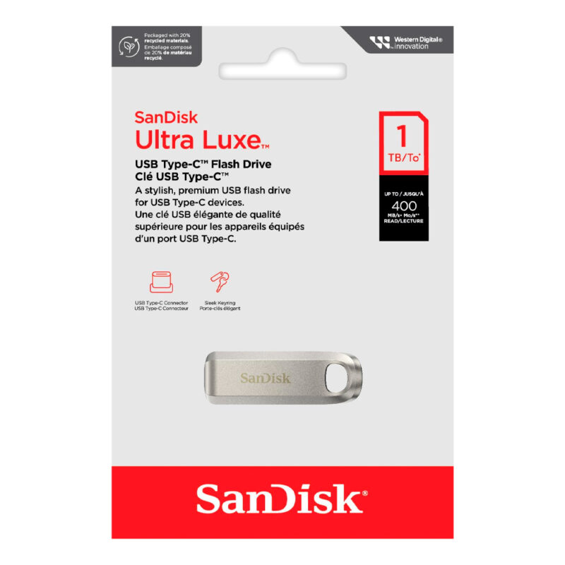Pen Drive Sandisk 1Tb Usb C 3.2 Gen 1 400Mbs Prata