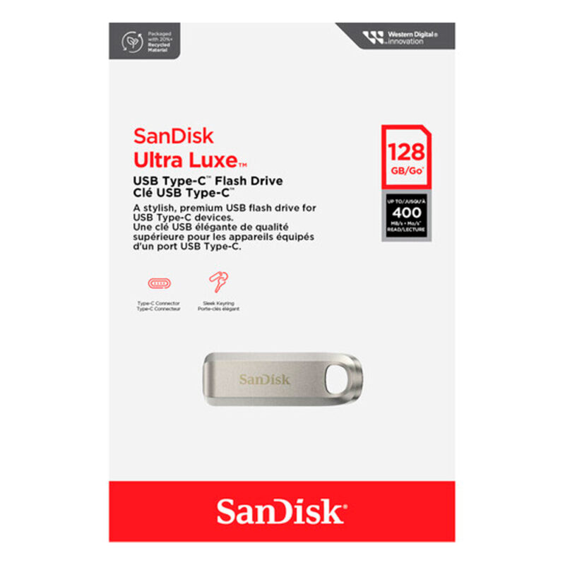 Pen Drive Sandisk 128gb Usb C 3.2 Gen 1 400Mbs Prata