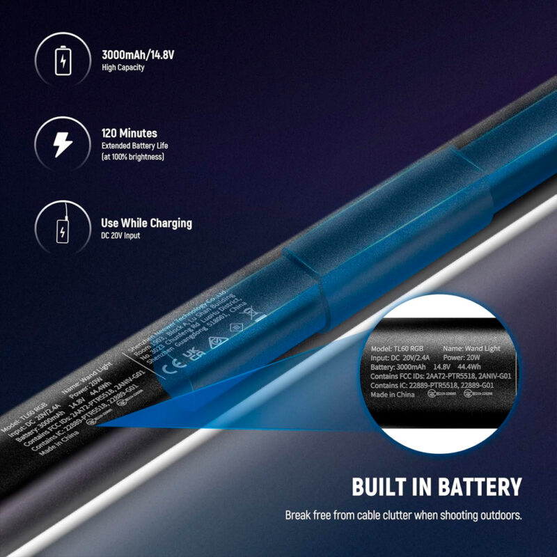 Bastão Luz Led Portátil Neewer TL60 Rgb Foto/Vídeo Preto