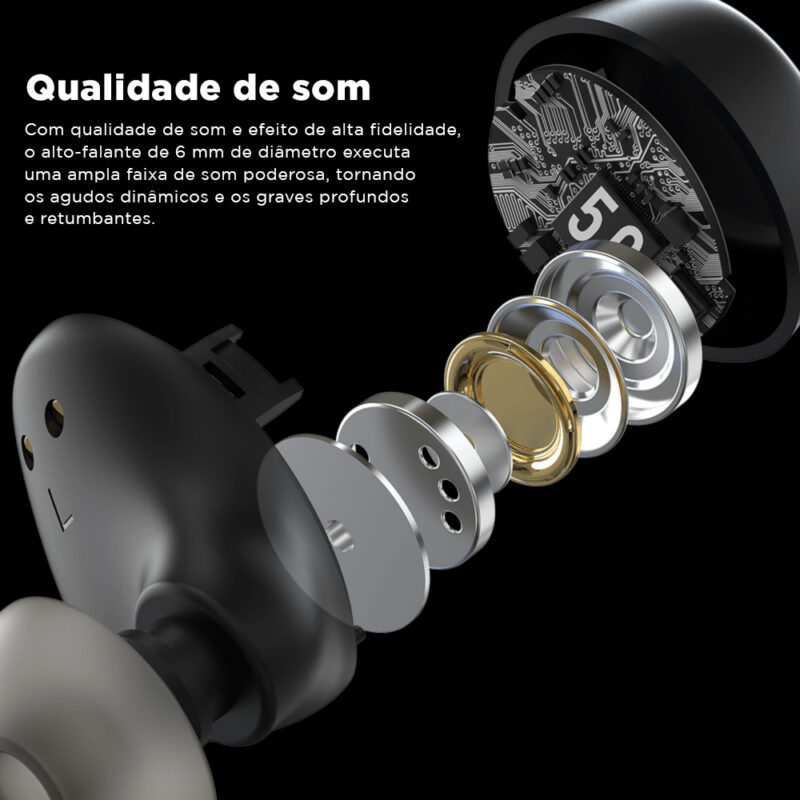 Fone de Ouvido Sem Fio A1 Bluetooth 5.3 Preto