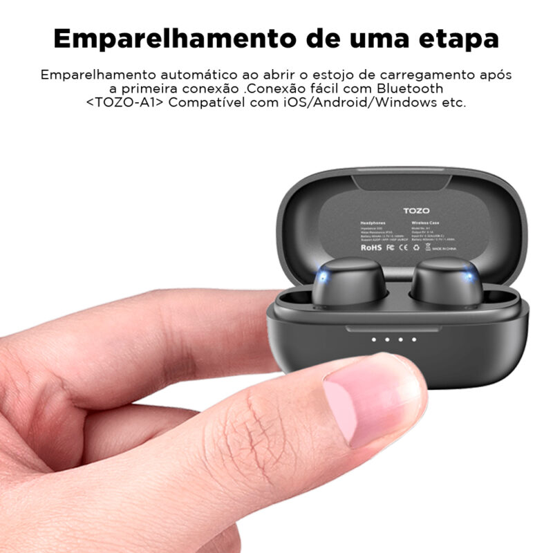 Fone de Ouvido Sem Fio A1 Bluetooth 5.3 Preto
