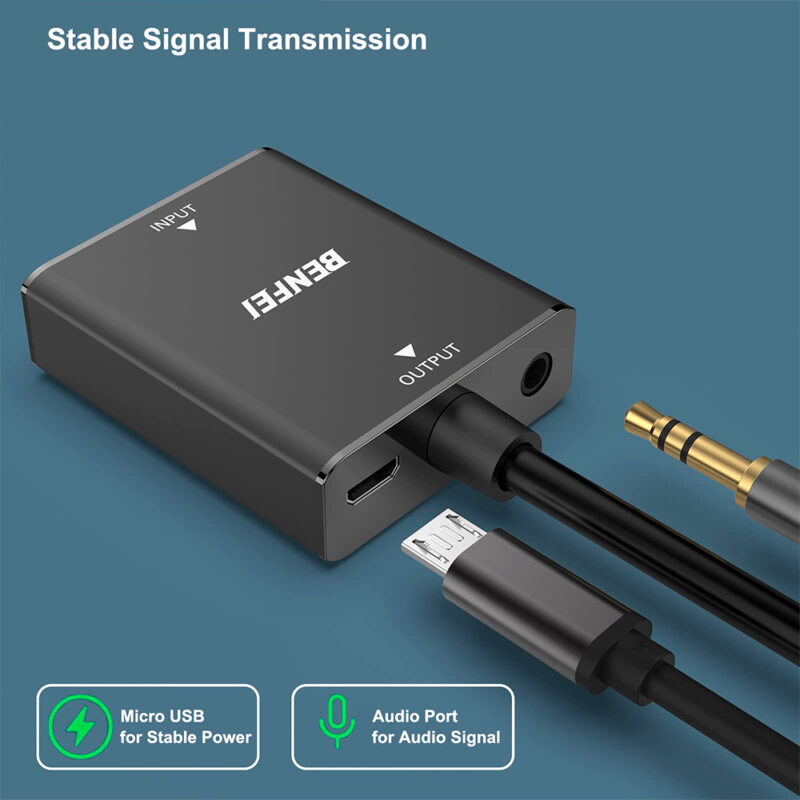 Benfei Hub Adaptador VGA p/Hdmi, 3.5mm, Micro Usb Preto