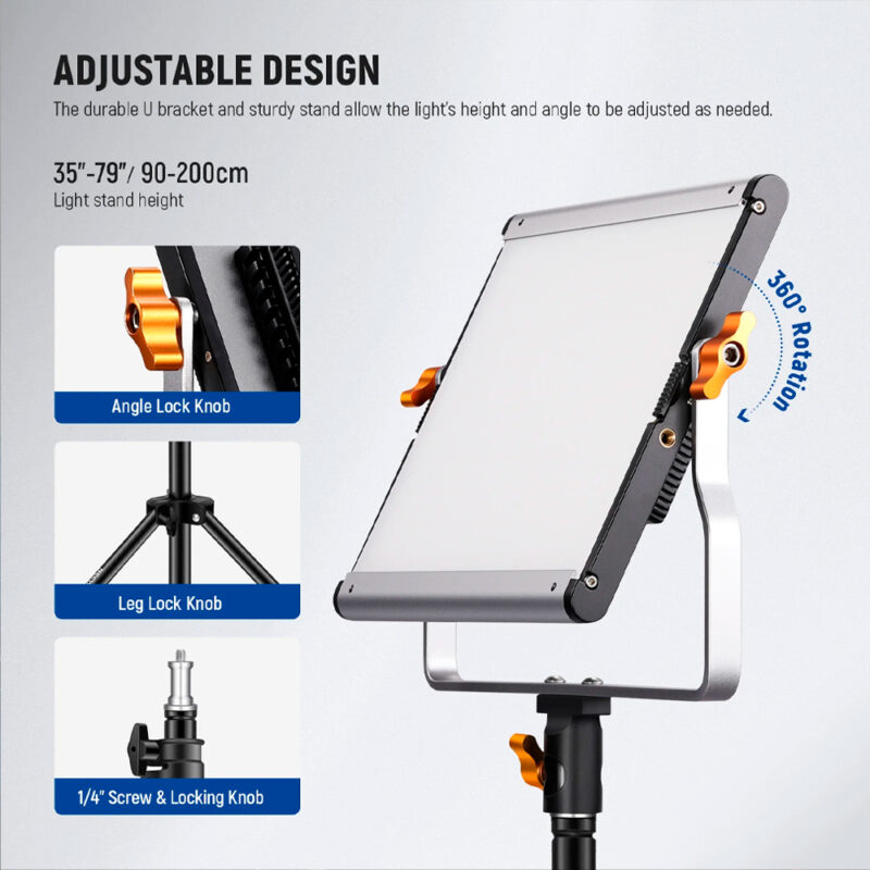 Kit 2x Painel Luz de Vídeo Neewer 480 Led + Suporte Luz Preto