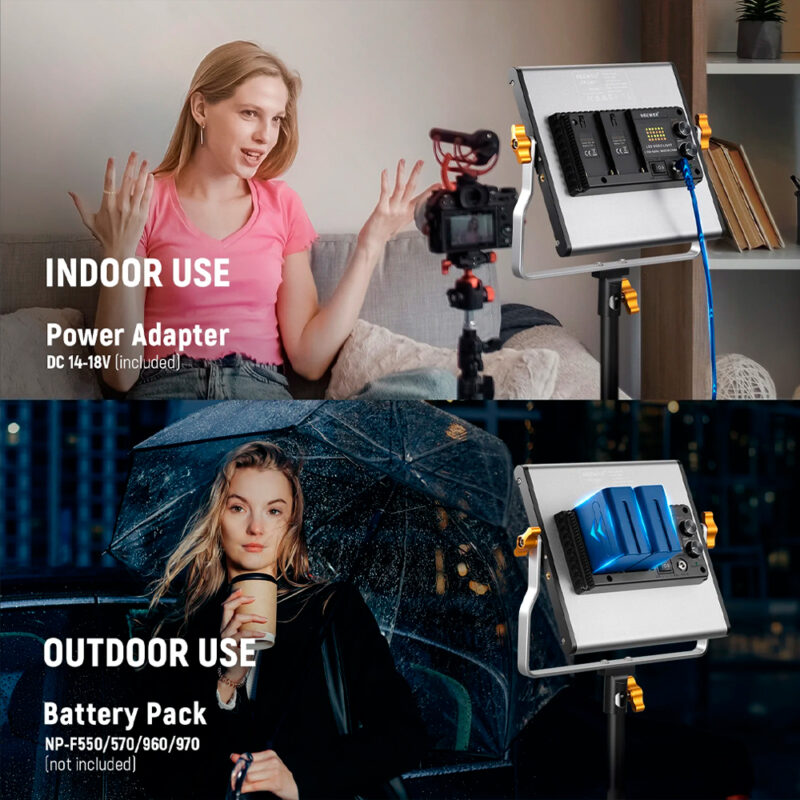 Kit 2x Painel Luz de Vídeo Neewer 480 Led + Suporte Luz Preto