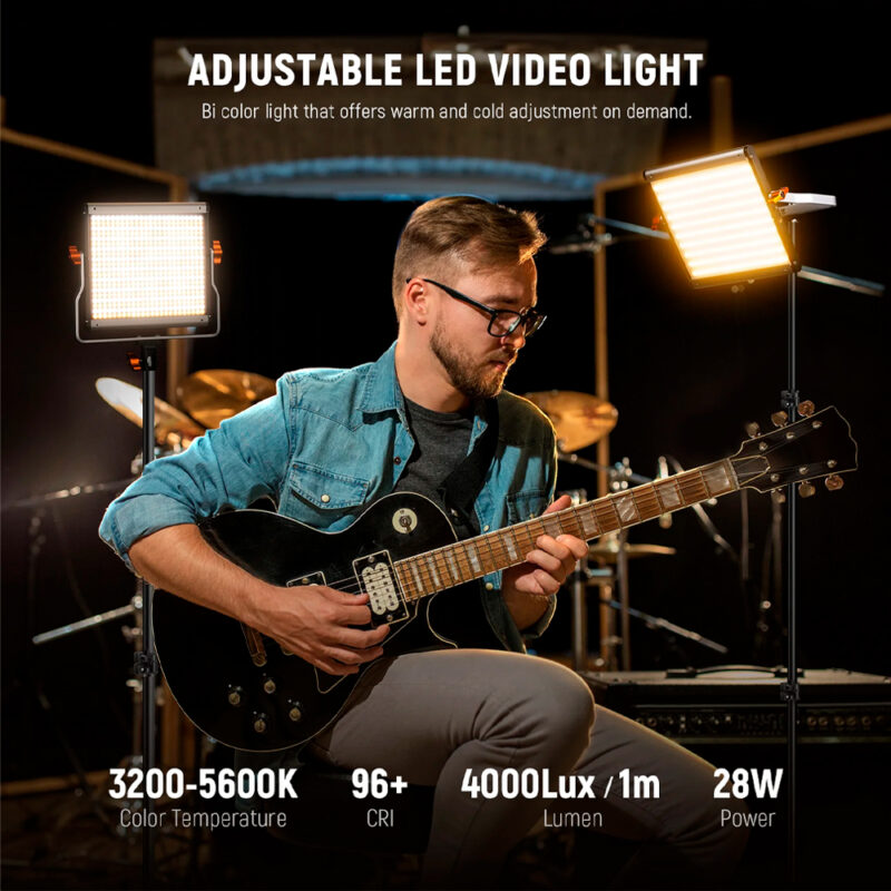 Kit 2x Painel Luz de Vídeo Neewer 480 Led + Suporte Luz Preto