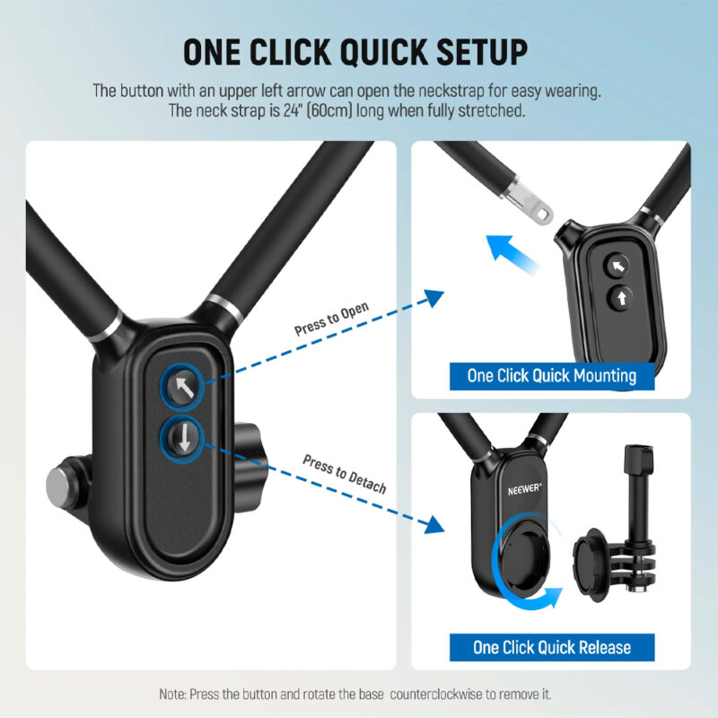 Suporte Magnético Pescoço Neewer para Câmera Ação/Celular Preto