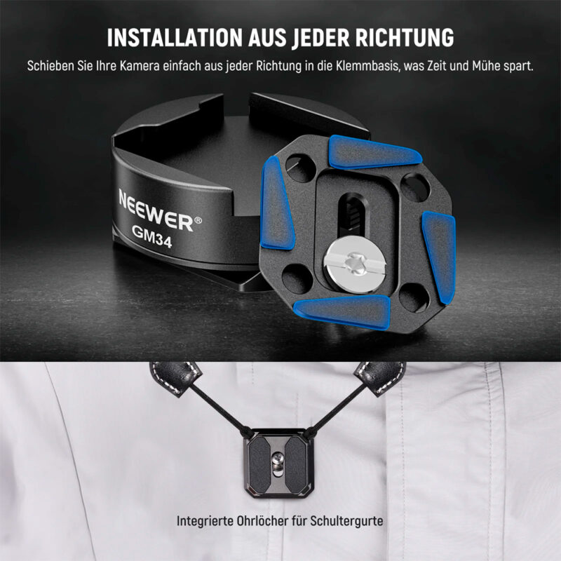 Kit Placa Liberação Rápida Neewer p/Câmera Preta